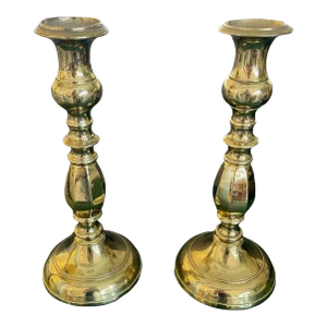 Pair of Brass Vintage Candle Holders