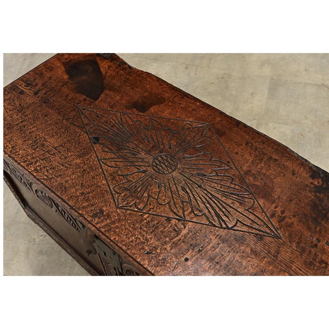 Baroque French Early 19th Century Carved Oak Coffer For Sale - Image 3 of 11