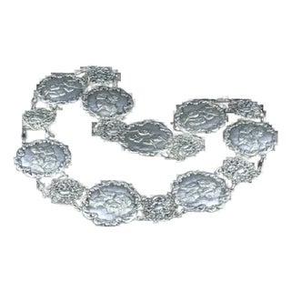 Late 19th Century Victorian Silver Plate Angel Figural Plaque Belt/Necklace For Sale