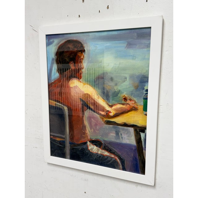 Figurative Artwork Man Waiting at the Window, Framed For Sale - Image 4 of 12