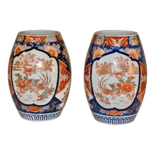 Pair of 19th C Imari Vases For Sale