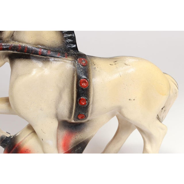 Vintage Painted Red, White, and Black Chalkware Trojan Horse Sculpture / Figurine For Sale - Image 10 of 16