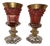 Bohemian Ruby Cut-to-Clear Gilt Glass Goblets from Moser, 1840, Set of 2 For Sale