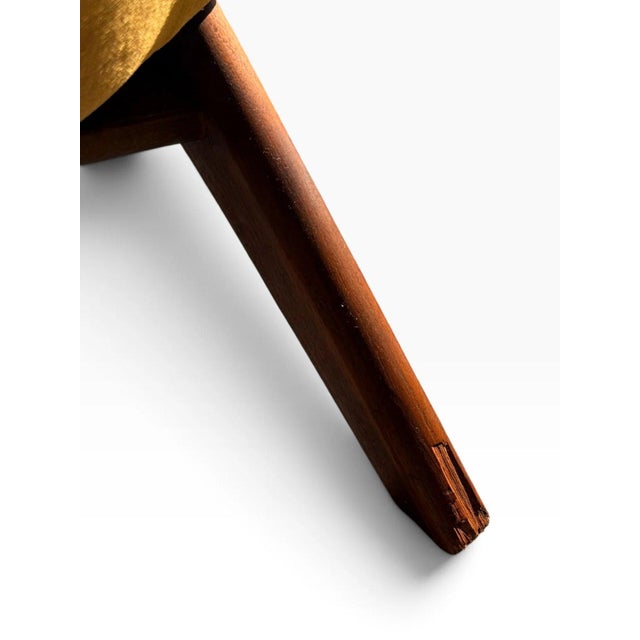 Adrian Pearsall High-Back Lounge Chair | Sculpted Walnut Base & Arm Caps | New Golden Yellow Upholstery | C. 1960s For Sale - Image 15 of 15