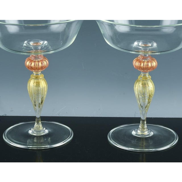 Venetian Elegance: Set of Ten Murano Renaissance-inspired Art Glass Champagne Coupes Mid-to-Late 20th Century This...