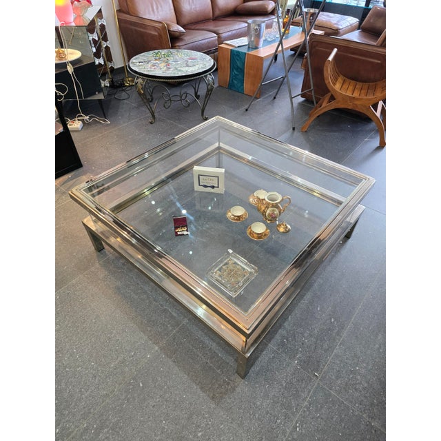 Metal Coffee Table with Sliding Top in Chrome and Glass, 1970s For Sale - Image 7 of 18