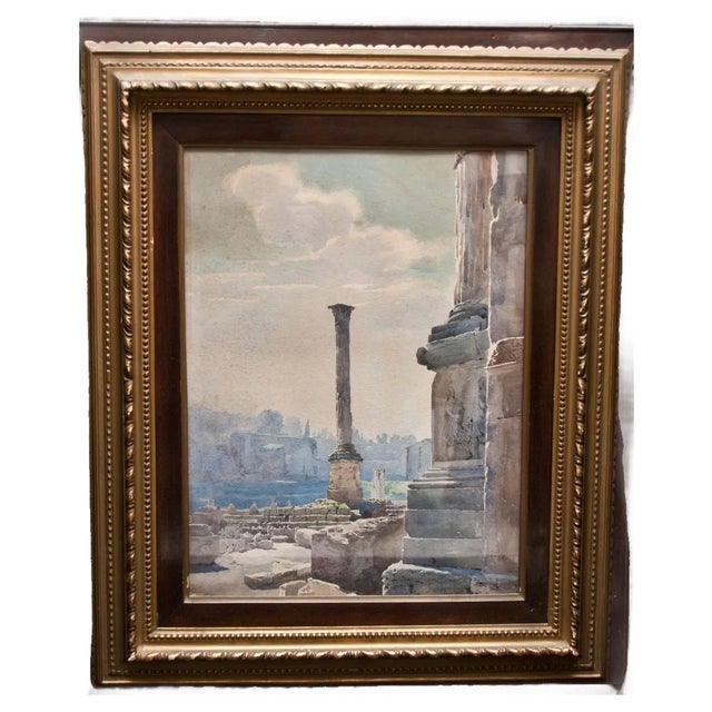 View of the Roman Forum - ''Colonna di Foca'' - Original Watercolor 1885 ca. 1885 ca. For Sale