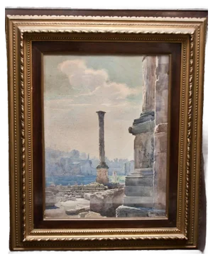 View of the Roman Forum - ''Colonna di Foca'' - Original Watercolor 1885 ca. 1885 ca.