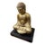 Ceramic Gold Tone Sitting Buda Statue on Wood Base For Sale