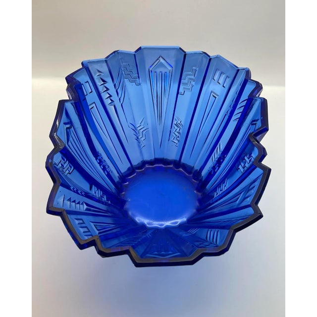 1930’s L. E. Smith Dark Blue Console Dish For Sale - Image 4 of 9