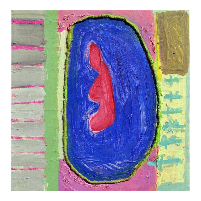 Figure in Blue Pool - Vintage Abstract Impressionist Composition in Oil by Kristin Cohen For Sale