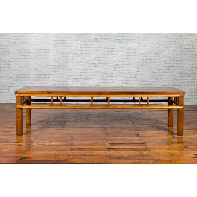 Brown Chinese Late Qing Dynasty Low Table with Pierced Apron and Pillar Strut Motifs For Sale - Image 8 of 13