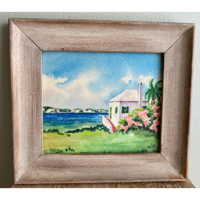 Blue Small Vintage Watercolors of Bermuda Signed F Richardson - a Pair, Framed For Sale - Image 8 of 10