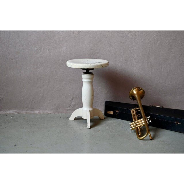Bohemian White Piano Stool in Patinated Wood For Sale - Image 10 of 10