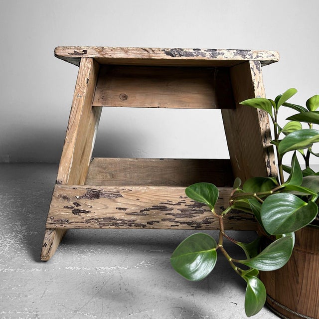 Vintage Wooden Stool, Japan, 1950s For Sale - Image 4 of 14