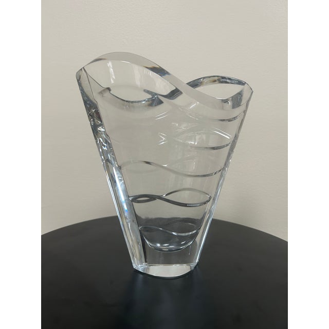 Contemporary Baccarat Crystal Wave Vase France 1990s Large Size For Sale - Image 3 of 12