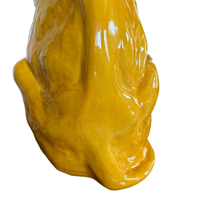 Large Italian Majolica Roaring Lion Sculpture, Hand-Painted Glazed Ceramic 1970s For Sale - Image 11 of 11