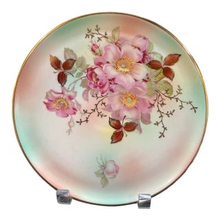 Vintage Bavaria Schumann Arzberg Hand-Painted Floral Porcelain Plate With Gilt Rim, Germany For Sale