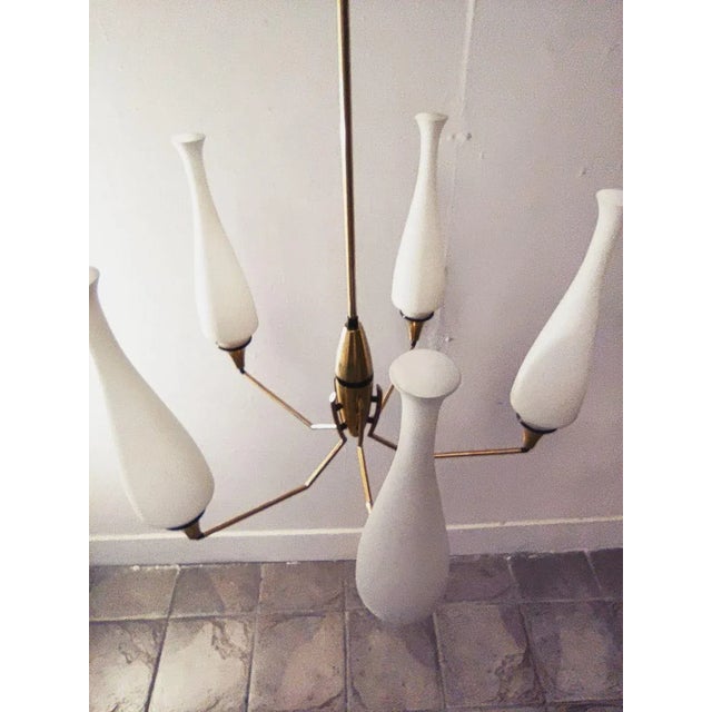 Black Vintage Chandelier with 5 Lights by Oscar Torlasco For Sale - Image 8 of 11
