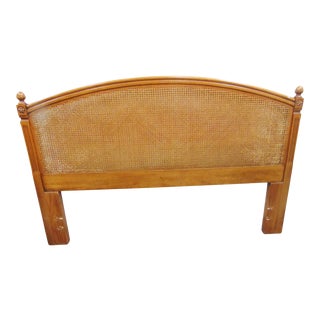 Louis XV Style Fruitwood Caned Full Size Headboard For Sale