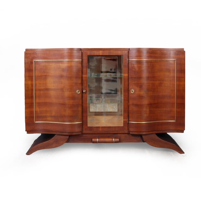Art Deco Walnut Sideboard with Glazed Display Cabinet, 1930, in Very Good conditions. Designed 1920 to 1949
