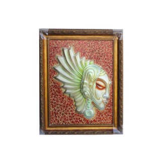 European Glass Angel Face Wall Art For Sale