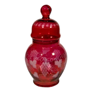 Vintage Pink Decorative Jar With Vine Pattern