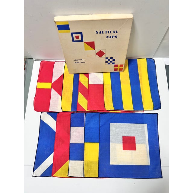 Blue Vintage Leacock Nautical Naps Signal Flag Cocktail Napkins by Dessin Deux, Set of 11 For Sale - Image 8 of 11