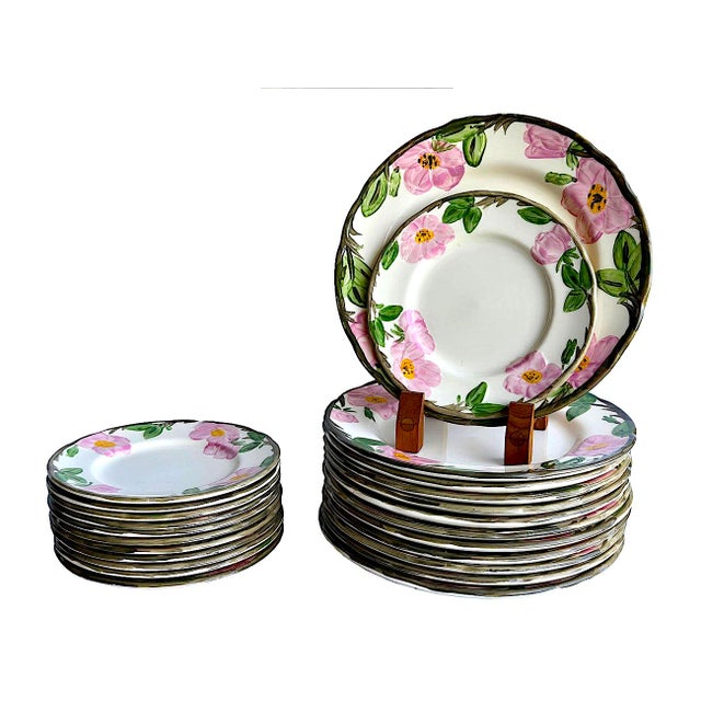 Vintage Franciscan Desert Rose Dinner and Salad Plates Made in England, 24 Pieces For Sale - Image 9 of 17