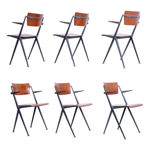 Pyramid Chairs by Wim Rietveld for Ahrend De Cirkel, 1960s, Set of 6 For Sale