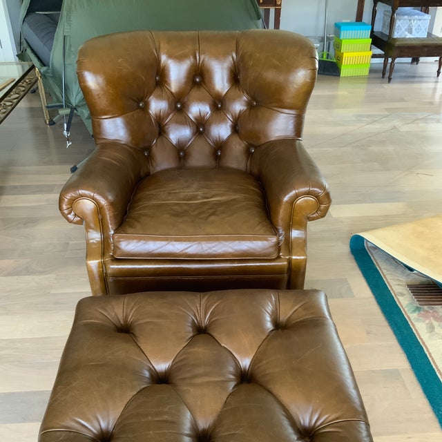 This beautiful chair and ottoman are made by Henredon for Ralph Lauren. They were manufactured at the Henredon Mt. Airy...