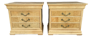 1990s Henredon French Regency Charles X Burl Wood Nightstands, Pair