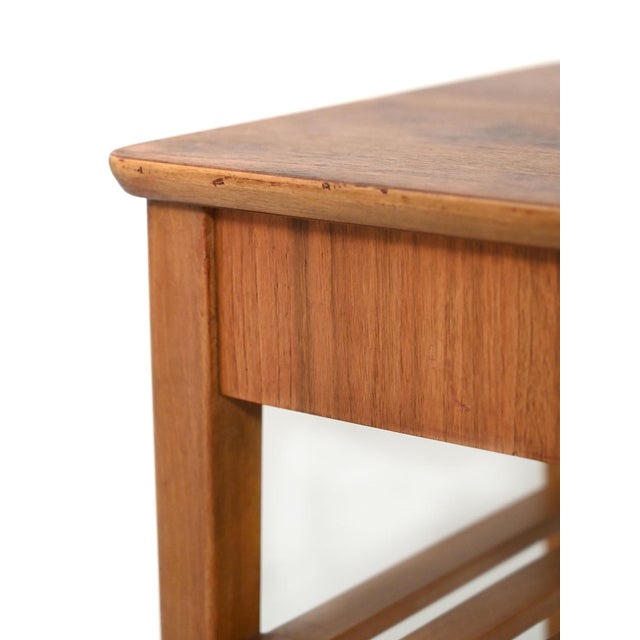Wood Scandinavian Bedside Table with Slatted Magazine Rack, 1950s For Sale - Image 7 of 9