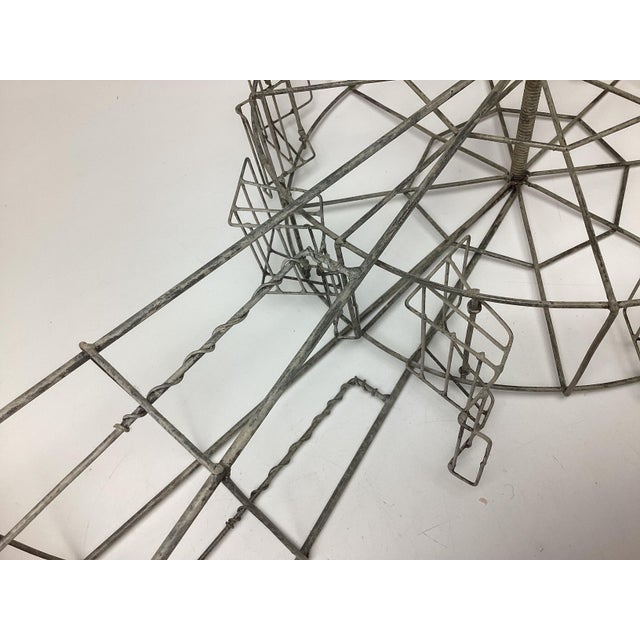 Folk Art Wire Ferris Wheel Handmade Sculpture on Wood Base For Sale - Image 4 of 4