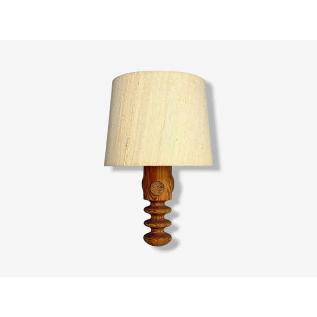 Mid-Century Modern Uno Kristiansson, Swedish Modern, Pine, Fabric, Wall Sconce, Sweden, 1970s For Sale - Image 3 of 8