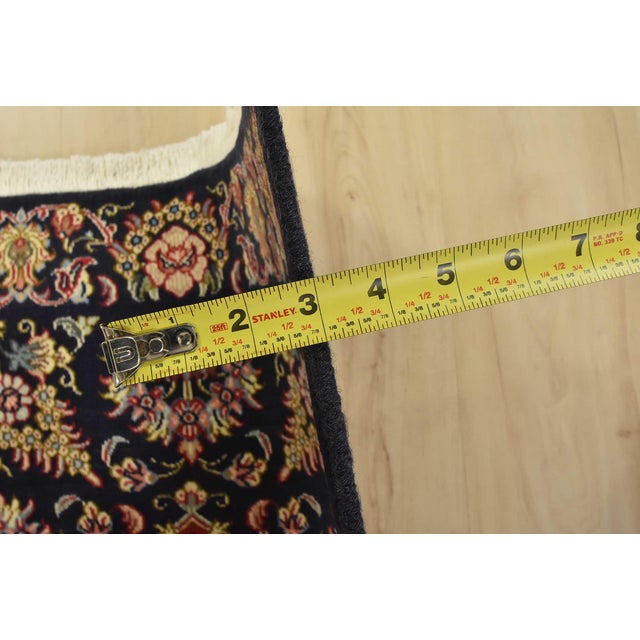 Blue Qom Rug 2’7” X 4’9” Blue Wool Vintage Traditional Hand-Knotted Carpet For Sale - Image 8 of 10