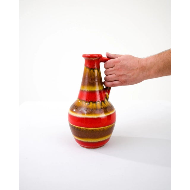 1960s Mid-Century Modern W. Germany Ceramic Jar Red & Gold For Sale In Greensboro - Image 6 of 10