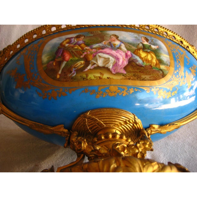 Mid 19th Century Sevres Style Napoleon III Bronze Mounted Center Piece For Sale - Image 12 of 17
