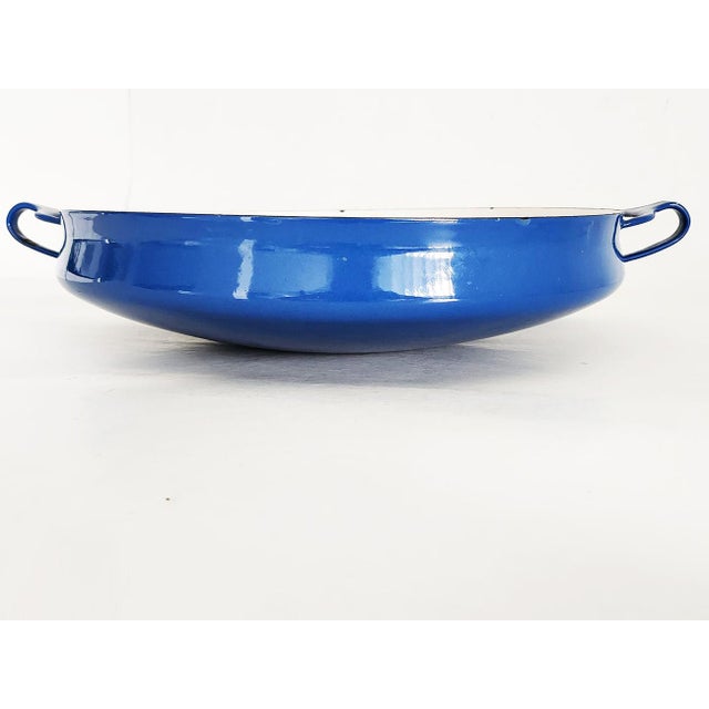 Mid-Century Modern Vintage Dansk Kobenstyle Blue Enamel Paella Pan Designed by Jens Quistgaard For Sale - Image 3 of 10