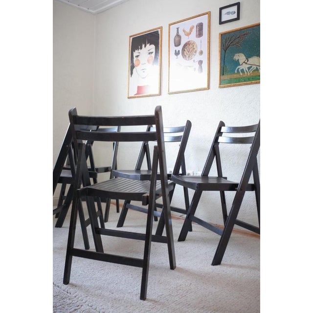 Vintage Painted Black Folding Chairs, Set of 5 For Sale - Image 9 of 18