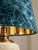 Contemporary Mid 20th Century Coastal Regency Palm Relief Ceramic Urn Table Lamp With Teal Velvet Shade For Sale - Image 3 of 8
