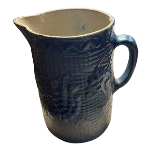 Antique North Star Blue and White Stoneware Pitcher