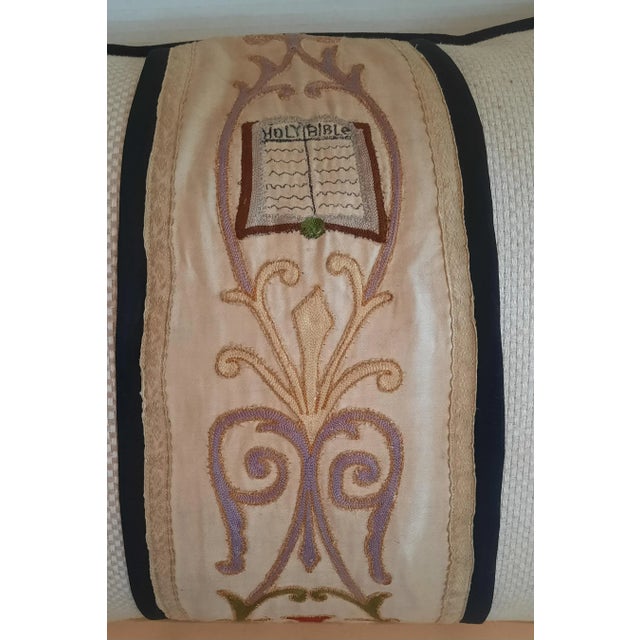 Custom Vintage Vestment Lumbar Pillow For Sale - Image 4 of 7