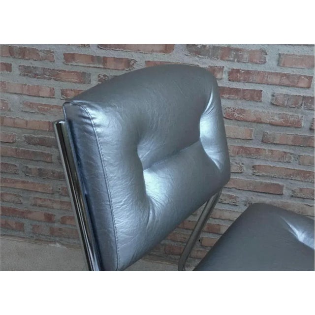 Set of Italian Art Deco Chairs in Leather, 1960 For Sale - Image 9 of 12