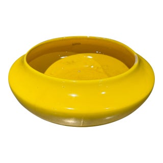 Vintage Mid-Century Modern "Ufo" Style Yellow Ceramic Bowl Planter For Sale