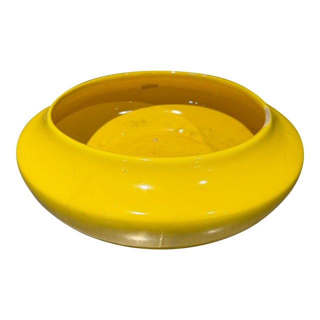 Vintage Mid-Century Modern "Ufo" Style Yellow Ceramic Bowl Planter For Sale