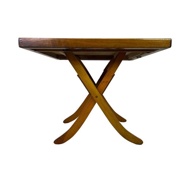 Wood 1970s Adjustable-Height Folding Marquetry Table, Don Shoemaker Style For Sale - Image 7 of 13