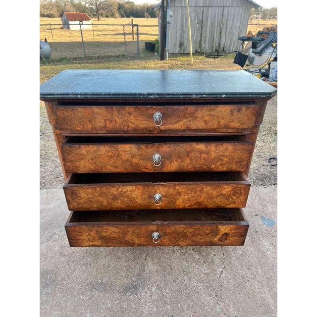 19th Century 19th Century French Louis Philippe Burl Walnut Marble Top Chest of Drawer / Commodes For Sale - Image 5 of 12