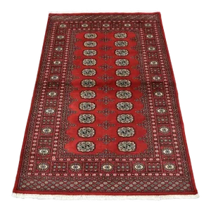Bokhara 4’1” X 5’11” Red Wool Tribal Hand-Knotted Oriental Rug