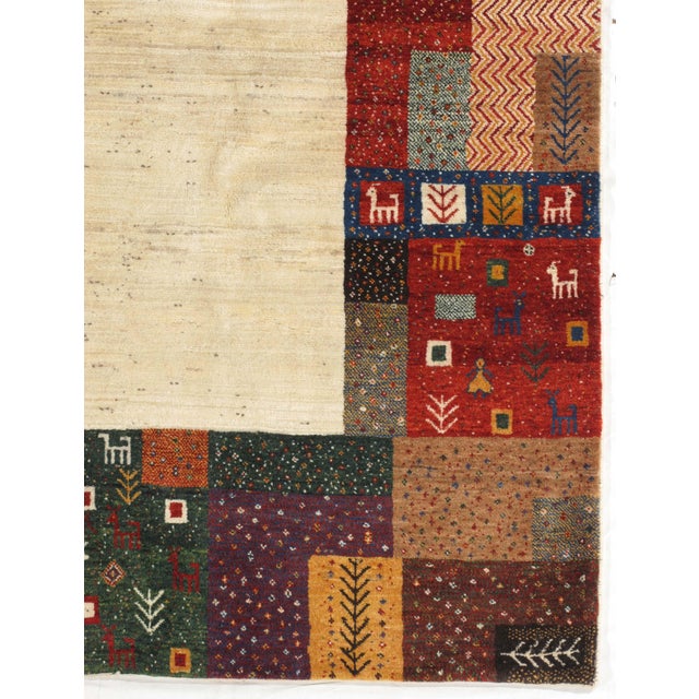 Vintage Hand-Knotted Persian Gabbeh Rug 7'3" X 10'1" For Sale - Image 4 of 5